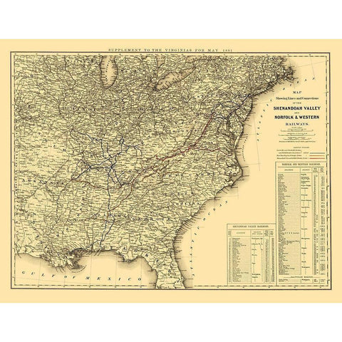 Shenandoah Valley, Norfolk and Western 1881 White Modern Wood Framed Art Print by Colton