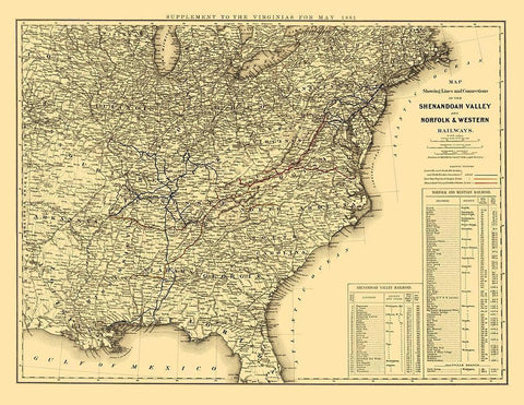 Shenandoah Valley, Norfolk and Western 1881 White Modern Wood Framed Art Print with Double Matting by Colton