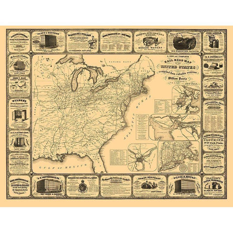 United States Railroads - Perris 1857 Black Modern Wood Framed Art Print by Perris