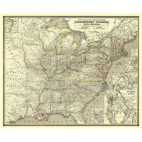 United States Eastern - Weik 1855 White Modern Wood Framed Art Print by Weik