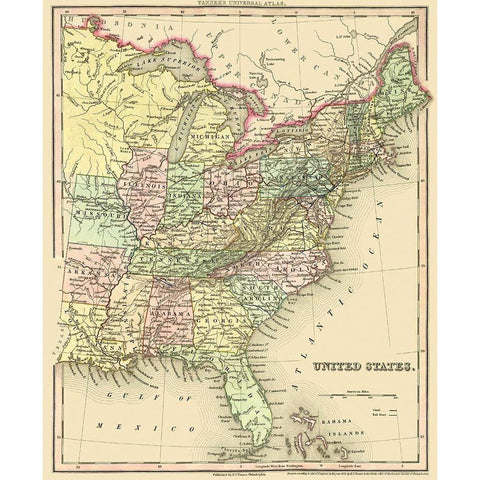United States Eastern - Tanner 1835 White Modern Wood Framed Art Print by Tanner