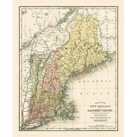 Eastern States - Mitchell 1877 White Modern Wood Framed Art Print by Mitchell