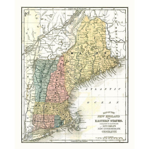 Eastern States - Mitchell 1869 Black Modern Wood Framed Art Print with Double Matting by Mitchell