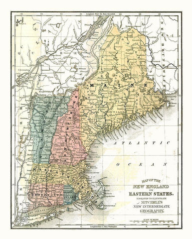 Eastern States - Mitchell 1869 White Modern Wood Framed Art Print with Double Matting by Mitchell