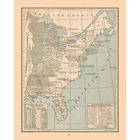 United States, Expansion- Cram 1888 Gold Ornate Wood Framed Art Print with Double Matting by Cram