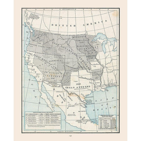 United States, Expansion- Cram 1888 Black Modern Wood Framed Art Print with Double Matting by Cram