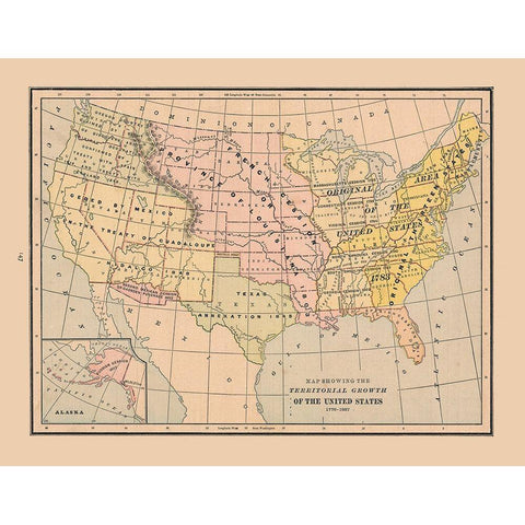 Growth of United States - Cram 1888 Black Modern Wood Framed Art Print with Double Matting by Cram