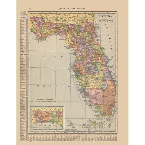 Florida - Hammond 1910 White Modern Wood Framed Art Print by Hammond