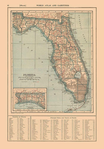 Florida - Reynold 1921 White Modern Wood Framed Art Print with Double Matting by Reynold
