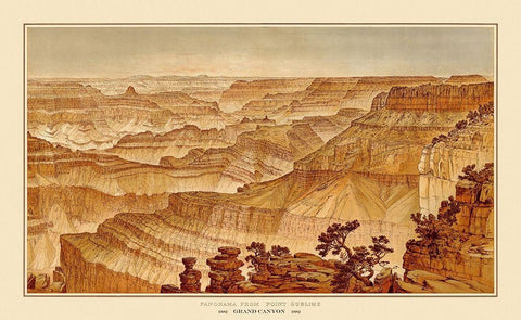 Grand Canyon, Point Sublime Arizona - Bien 1882 White Modern Wood Framed Art Print with Double Matting by Bien
