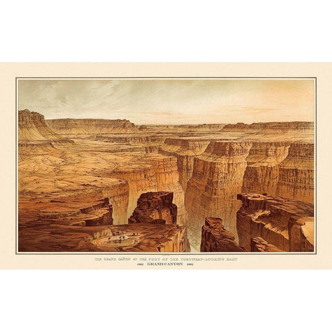 Grand Canyon, Toroweap Arizona - Bien 1882 White Modern Wood Framed Art Print by Bien