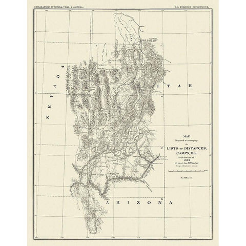 Grand Canyon Camp District - Wheeler 1872 White Modern Wood Framed Art Print by Wheeler