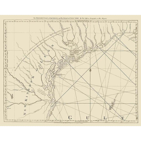 West Coast Louisiana, New Leon - Jefferys 1775 White Modern Wood Framed Art Print by Jefferys