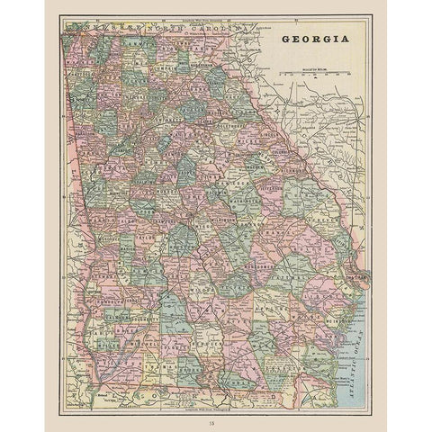 Georgia - Cram 1892 White Modern Wood Framed Art Print by Cram