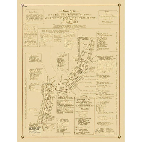 Grand Canyon, Other Canyons, Colorado River - 1908 White Modern Wood Framed Art Print by Stanton