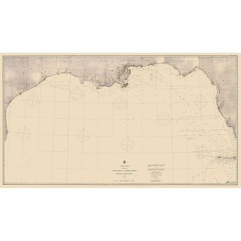 Gulf Of Mexico US Coast - USCS 1863 Black Modern Wood Framed Art Print with Double Matting by USCS