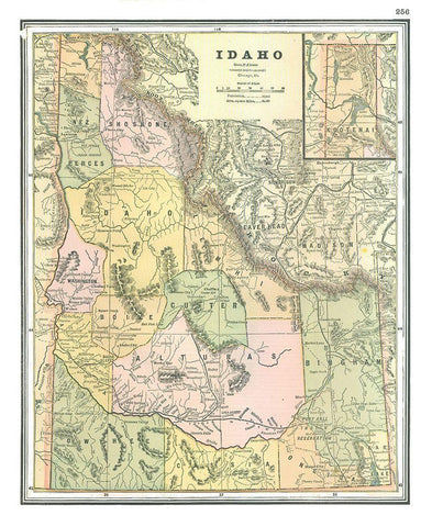 Idaho - Johnson 1888 White Modern Wood Framed Art Print with Double Matting by Johnson