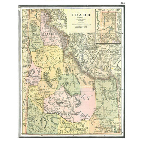 Idaho - Johnson 1888 Black Modern Wood Framed Art Print by Johnson