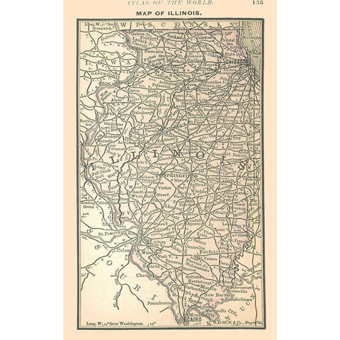 Illinois - Alden 1886 White Modern Wood Framed Art Print by Alden