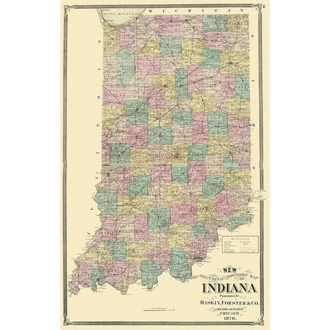 Indiana - Baskin 1876 Black Modern Wood Framed Art Print with Double Matting by Baskin