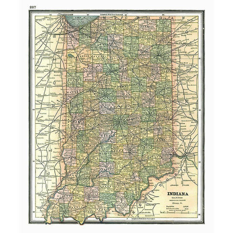 Indiana - Johnson 1888 White Modern Wood Framed Art Print by Johnson