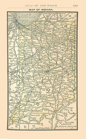 Indiana - Alden 1886 White Modern Wood Framed Art Print with Double Matting by Alden