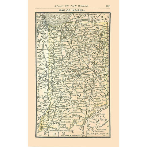 Indiana - Alden 1886 Black Modern Wood Framed Art Print with Double Matting by Alden
