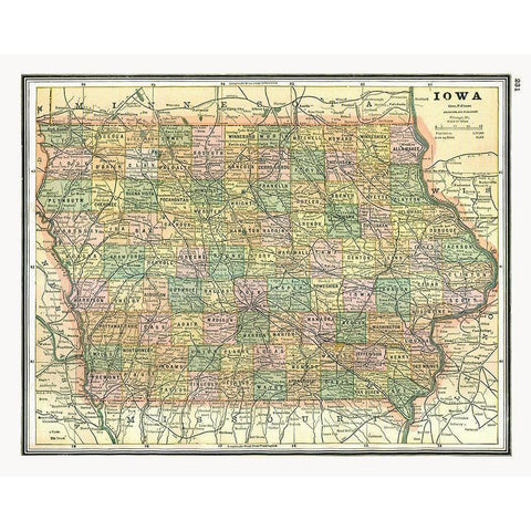 Iowa - Johnson 1888 Black Modern Wood Framed Art Print with Double Matting by Johnson