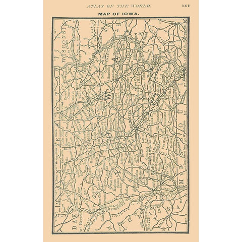 Iowa - Alden 1886 White Modern Wood Framed Art Print by Alden