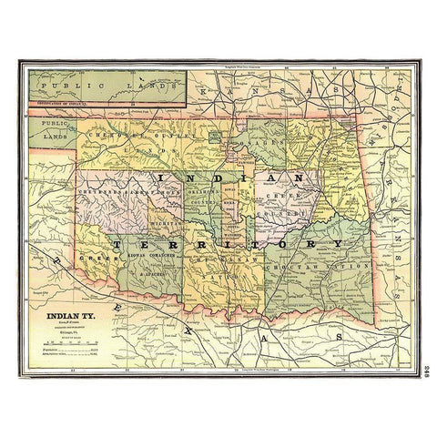 Indian Territory - Johnson 1888 White Modern Wood Framed Art Print by Johnson