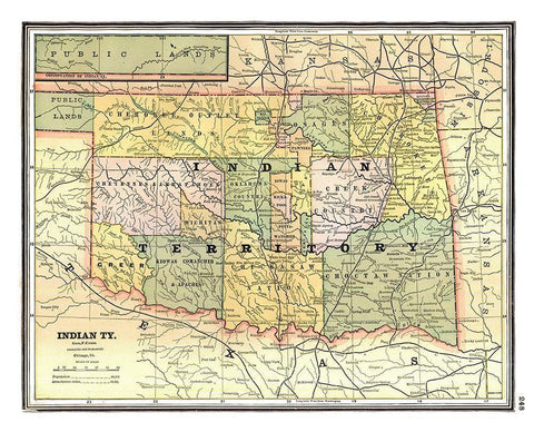 Indian Territory - Johnson 1888 White Modern Wood Framed Art Print with Double Matting by Johnson