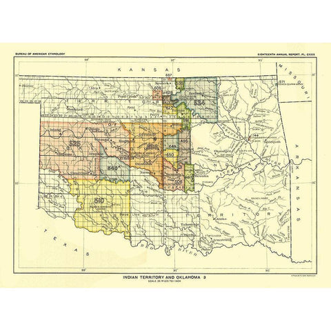 Indian Territory Oklahoma - Guthrie - Hoen 1896 Black Modern Wood Framed Art Print with Double Matting by Hoen