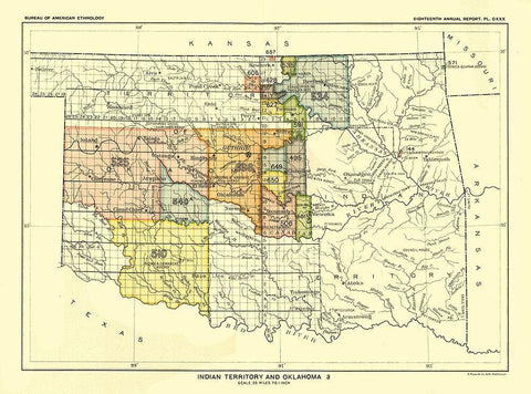 Indian Territory Oklahoma - Guthrie - Hoen 1896 White Modern Wood Framed Art Print with Double Matting by Hoen