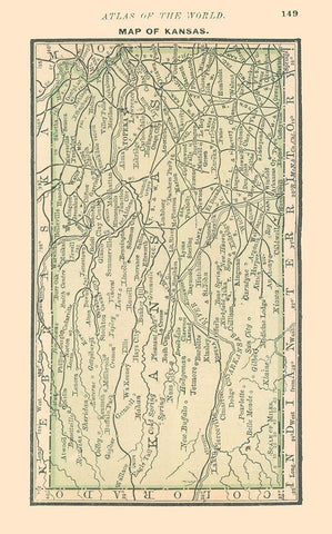 Kansas - Alden 1886 Black Ornate Wood Framed Art Print with Double Matting by Alden