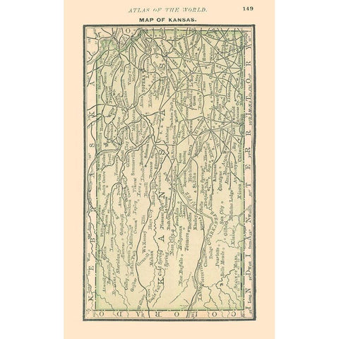 Kansas - Alden 1886 Gold Ornate Wood Framed Art Print with Double Matting by Alden