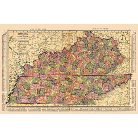 Kentucky, Tennessee - Hammond 1910 -xx.51 x White Modern Wood Framed Art Print by Hammond