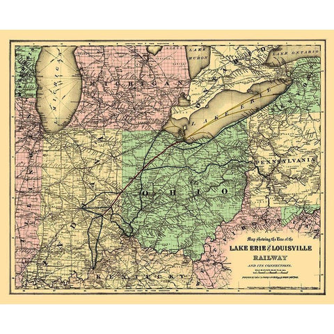 Lake Erie and Louisville Railway - Colton 1872 White Modern Wood Framed Art Print by Colton