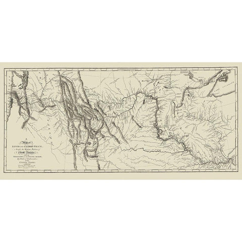 Lewis and Clark Track Across North America White Modern Wood Framed Art Print by Clark