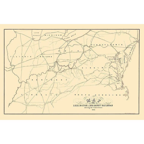 Lexington and Big Sandy Railroad - Middleton 1853 Black Modern Wood Framed Art Print by Middleton