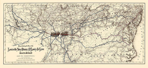 Louisville, New Albany and St Louis Air Line 1872 White Modern Wood Framed Art Print with Double Matting by Colton