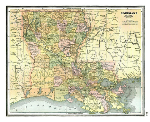 Louisiana - Johnson 1888 White Modern Wood Framed Art Print with Double Matting by Johnson