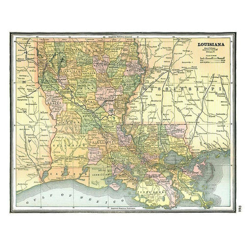 Louisiana - Johnson 1888 White Modern Wood Framed Art Print by Johnson