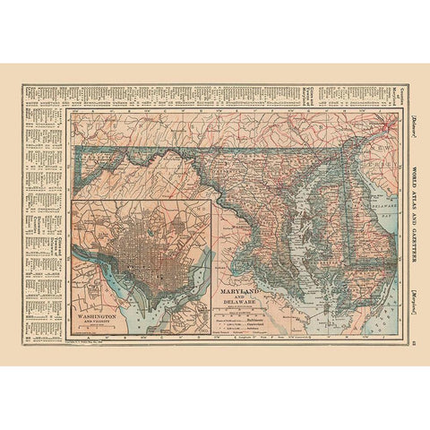 Maryland - Delaware - Reynold 1921 Gold Ornate Wood Framed Art Print with Double Matting by Reynold