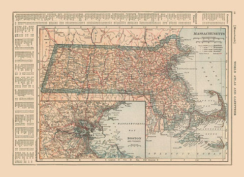 Massachusetts - Reynold 1921 Black Ornate Wood Framed Art Print with Double Matting by Reynold