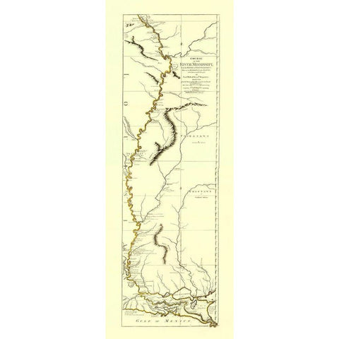 Mississippi River from Fort Chartres to the Mouth Gold Ornate Wood Framed Art Print with Double Matting by Sayer