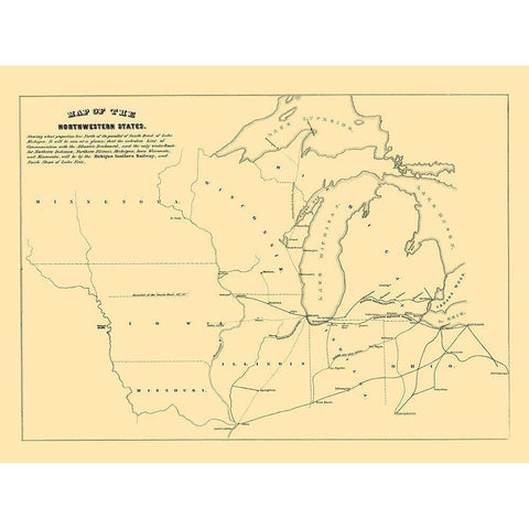 Michigan Southern Railroad Northwestern States Gold Ornate Wood Framed Art Print with Double Matting by Jervis