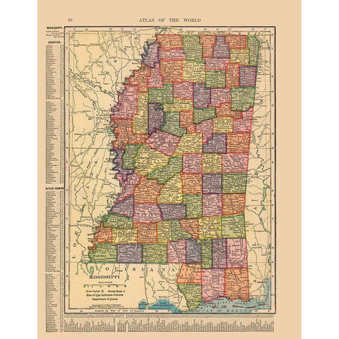 Mississippi - Hammond 1910 White Modern Wood Framed Art Print by Hammond