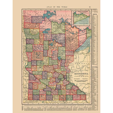 Minnesota - Hammond 1910 White Modern Wood Framed Art Print by Hammond