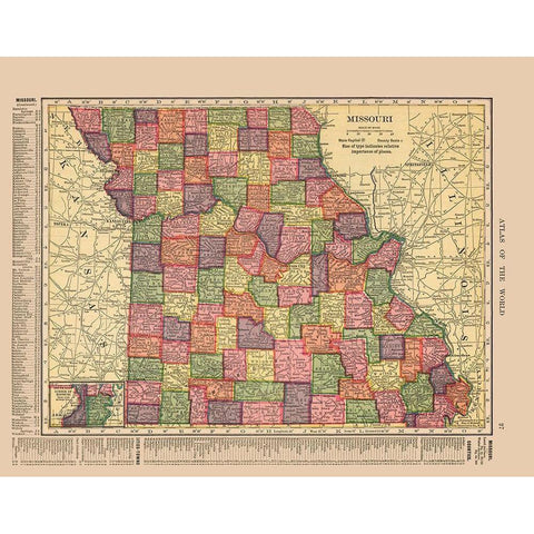 Missouri - Hammond 1910 White Modern Wood Framed Art Print by Hammond