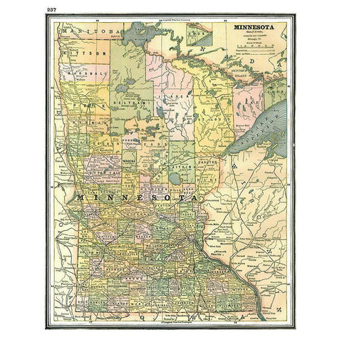 Minnesota - Johnson 1888 Black Modern Wood Framed Art Print with Double Matting by Johnson